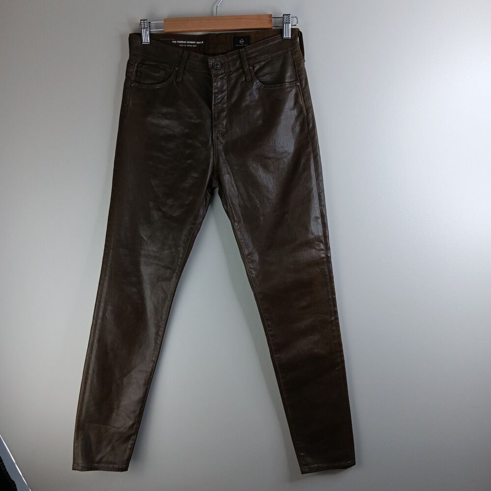 Adriano Goldschmied AG Farrah High Rise Skinny Ankle Faux Leather Pants Size 27R